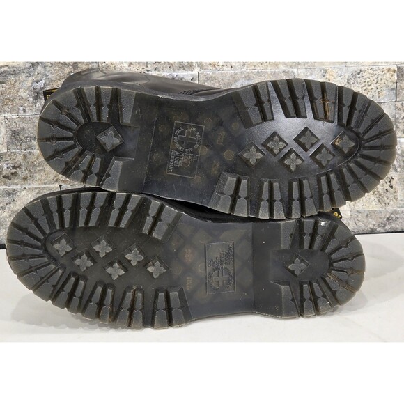 Dr. Martens Molly Leather Platform Boots Satin Ribbon Black Combat Womens 11 - Picture 7 of 15